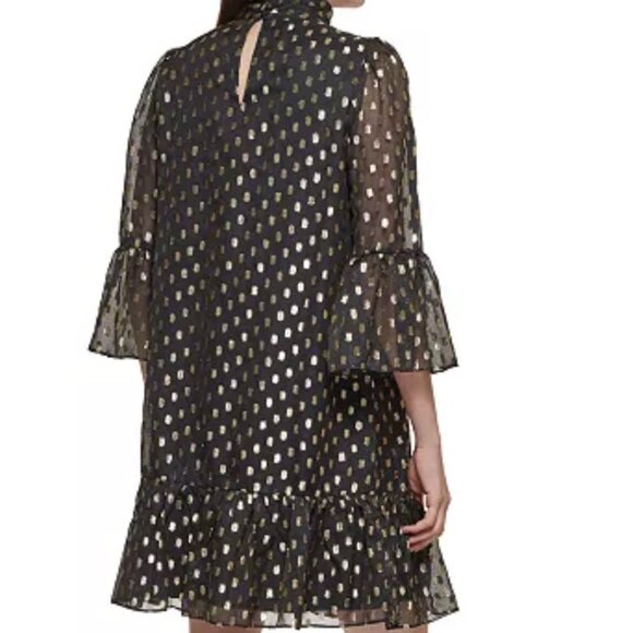 Calvin Klein Metallic-Dot Babydoll Dress - NWT Sz 10 - MSRP $129 - Picture 2 of 3